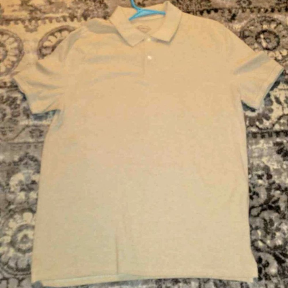 St John's Bay Mens Short Sleeve Polo Shirt Sz Large Tan Color Collared